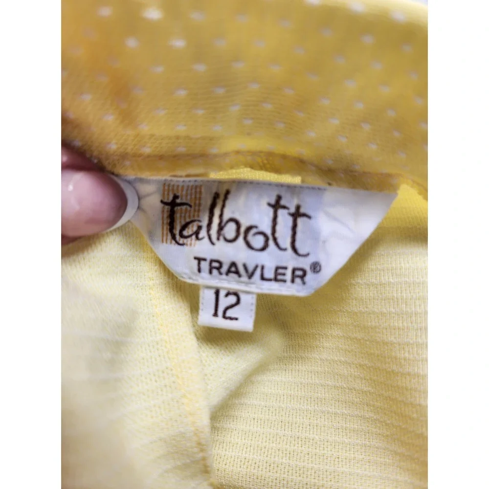 Talbott‎ Travler Yellow Polka Dot Pleated A-Line Skirt 12
